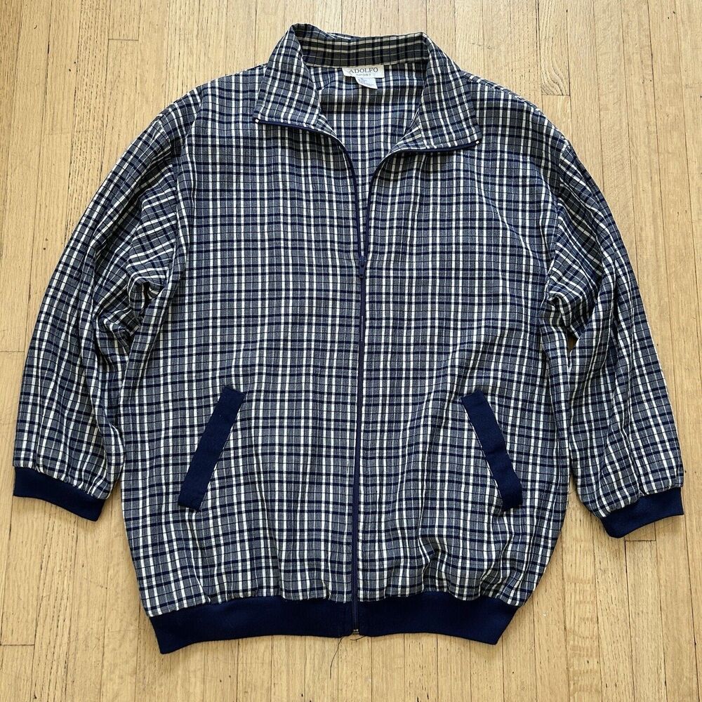 Vintage Adolfo Sport Jacket Lightweight Plaid Women XL